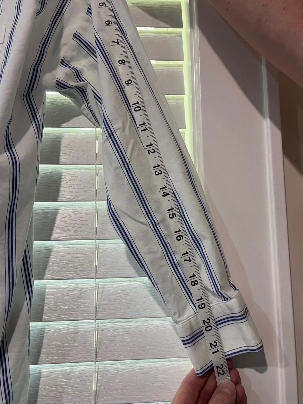 Banana Republic Men's White Button Down Shirt with Blue Stripes
